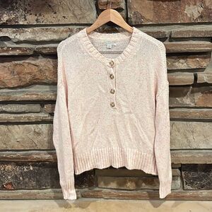 American Eagle Speckled Pink Knit Cotton Blend Crewneck Oversized Sweater
